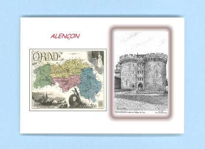 Cartes Postales impression Noir avec dpartement sur la ville de ALENCON Titre : entree du chateau des ducs