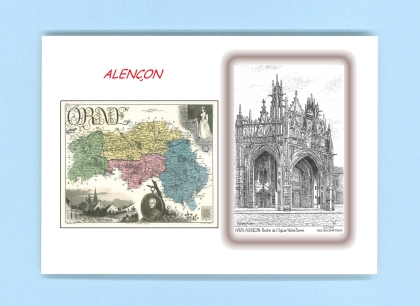 Cartes Postales impression Noir avec dpartement sur la ville de ALENCON Titre : porche de l eglise notre dame