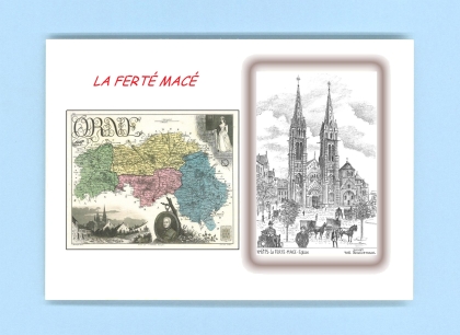 Cartes Postales impression Noir avec dpartement sur la ville de LA FERTE MACE Titre : eglise