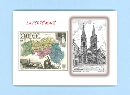Cartes Postales impression Noir avec dpartement sur la ville de LA FERTE MACE Titre : eglise