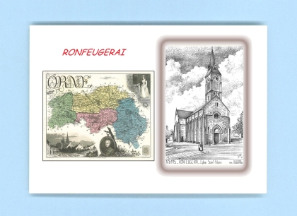 Cartes Postales impression Noir avec dpartement sur la ville de RONFEUGERAI Titre : eglise st hilaire