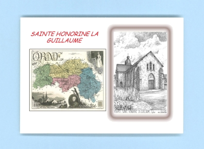 Cartes Postales impression Noir avec dpartement sur la ville de STE HONORINE LA GUILLAUME Titre : eglise