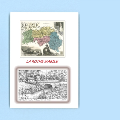 Cartes Postales impression Noir avec dpartement sur la ville de LA ROCHE MABILE Titre : pont de raisne