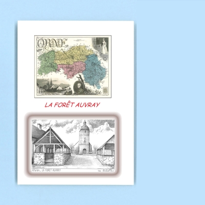 Cartes Postales impression Noir avec dpartement sur la ville de LA FORET AUVRAY Titre : vue