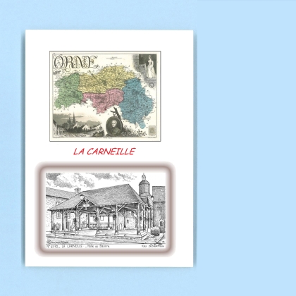 Cartes Postales impression Noir avec dpartement sur la ville de LA CARNEILLE Titre : halle au beurre