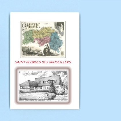 Cartes Postales impression Noir avec dpartement sur la ville de ST GEORGES DES GROSEILLERS Titre : mairie