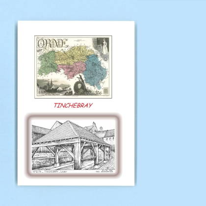 Cartes Postales impression Noir avec dpartement sur la ville de TINCHEBRAY Titre : lavoir