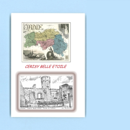 Cartes Postales impression Noir avec dpartement sur la ville de CERISY BELLE ETOILE Titre : ruines du chateau