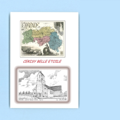 Cartes Postales impression Noir avec dpartement sur la ville de CERISY BELLE ETOILE Titre : eglise