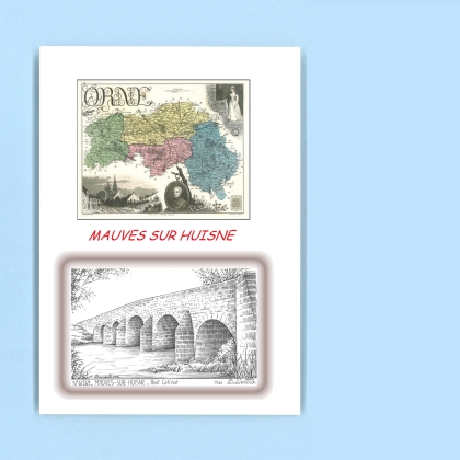 Cartes Postales impression Noir avec dpartement sur la ville de MAUVES SUR HUISNE Titre : pont catinat