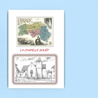 Cartes Postales impression Noir avec dpartement sur la ville de LA CHAPELLE SOUEF Titre : eglise