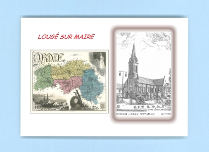 Cartes Postales impression Noir avec dpartement sur la ville de LOUGE SUR MAIRE Titre : eglise