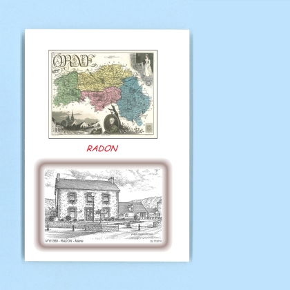 Cartes Postales impression Noir avec dpartement sur la ville de RADON Titre : mairie