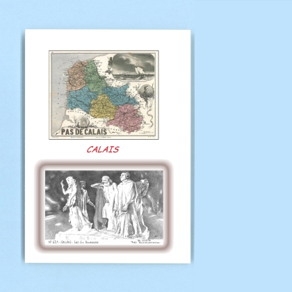 Cartes Postales impression Noir avec dpartement sur la ville de CALAIS Titre : les six bourgeois