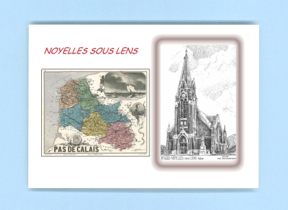 Cartes Postales impression Noir avec dpartement sur la ville de NOYELLES SOUS LENS Titre : eglise