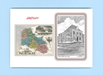 Cartes Postales impression Noir avec dpartement sur la ville de GRENAY Titre : hotel de ville