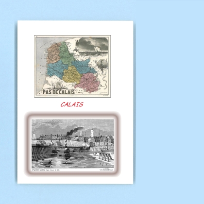 Cartes Postales impression Noir avec dpartement sur la ville de CALAIS Titre : vue