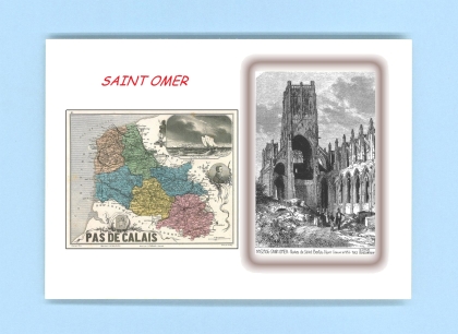 Cartes Postales impression Noir avec dpartement sur la ville de ST OMER Titre : ruines de st bertin