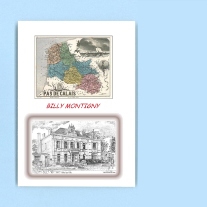 Cartes Postales impression Noir avec dpartement sur la ville de BILLY MONTIGNY Titre : hotel de ville