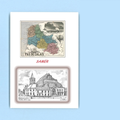 Cartes Postales impression Noir avec dpartement sur la ville de SAMER Titre : eglise