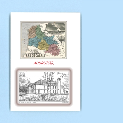Cartes Postales impression Noir avec dpartement sur la ville de AUDRUICQ Titre : chateau