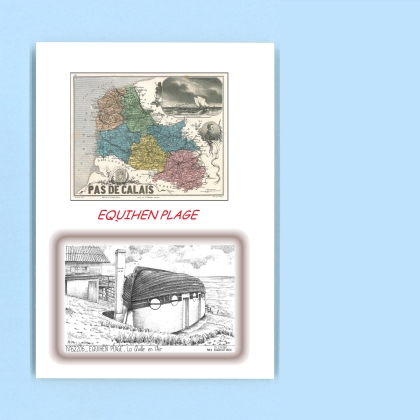 Cartes Postales impression Noir avec dpartement sur la ville de EQUIHEN PLAGE Titre : la quille en l air