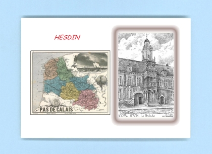Cartes Postales impression Noir avec dpartement sur la ville de HESDIN Titre : la breteche (mairie)