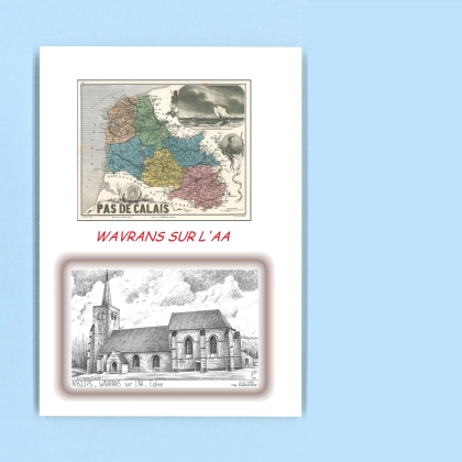 Cartes Postales impression Noir avec dpartement sur la ville de WAVRANS SUR L AA Titre : eglise