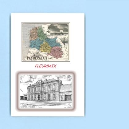 Cartes Postales impression Noir avec dpartement sur la ville de FLEURBAIX Titre : mairie