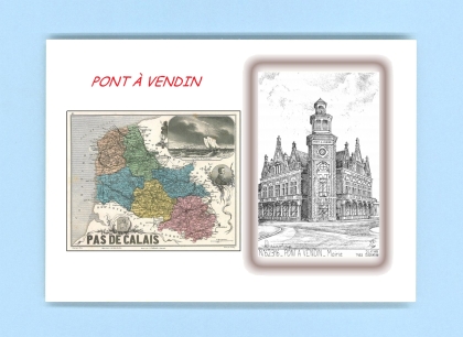 Cartes Postales impression Noir avec dpartement sur la ville de PONT A VENDIN Titre : mairie