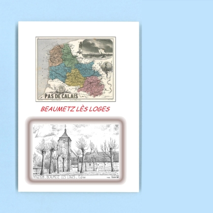 Cartes Postales impression Noir avec dpartement sur la ville de BEAUMETZ LES LOGES Titre : eglise