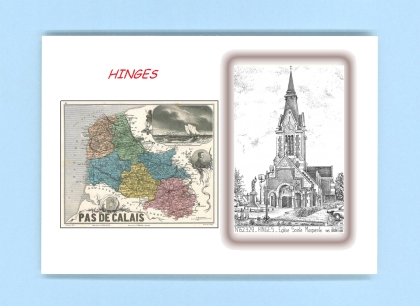 Cartes Postales impression Noir avec dpartement sur la ville de HINGES Titre : eglise ste marguerite