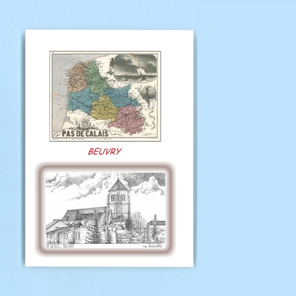 Cartes Postales impression Noir avec dpartement sur la ville de BEUVRY Titre : vue