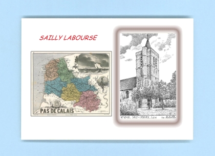 Cartes Postales impression Noir avec dpartement sur la ville de SAILLY LABOURSE Titre : eglise