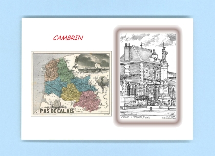 Cartes Postales impression Noir avec dpartement sur la ville de CAMBRIN Titre : mairie