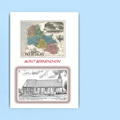 Cartes Postales impression Noir avec dpartement sur la ville de MONT BERNENCHON Titre : eglise