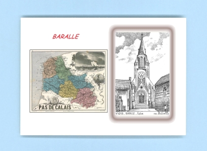Cartes Postales impression Noir avec dpartement sur la ville de BARALLE Titre : eglise