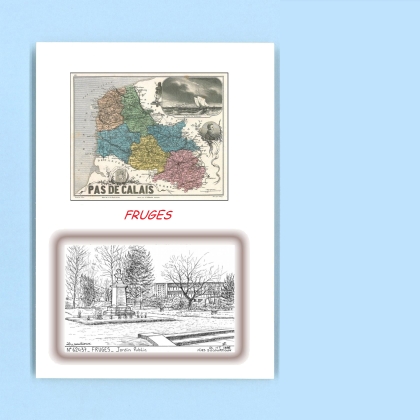 Cartes Postales impression Noir avec dpartement sur la ville de FRUGES Titre : jardin public