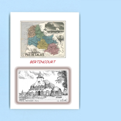 Cartes Postales impression Noir avec dpartement sur la ville de BERTINCOURT Titre : mairie