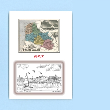 Cartes Postales impression Noir avec dpartement sur la ville de BERCK Titre : plage