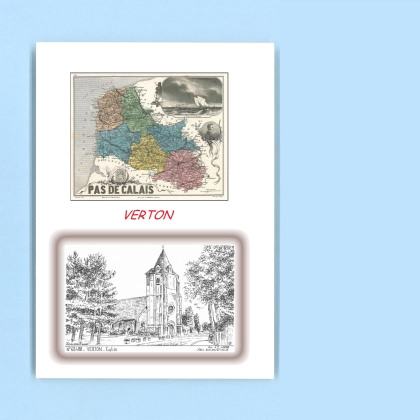 Cartes Postales impression Noir avec dpartement sur la ville de VERTON Titre : eglise