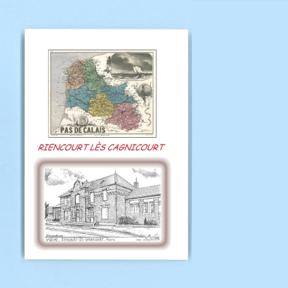Cartes Postales impression Noir avec dpartement sur la ville de RIENCOURT LES CAGNICOURT Titre : mairie