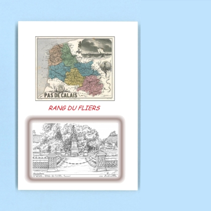 Cartes Postales impression Noir avec dpartement sur la ville de RANG DU FLIERS Titre : monument