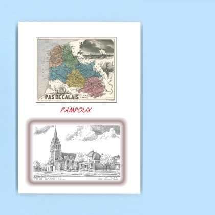 Cartes Postales impression Noir avec dpartement sur la ville de FAMPOUX Titre : eglise