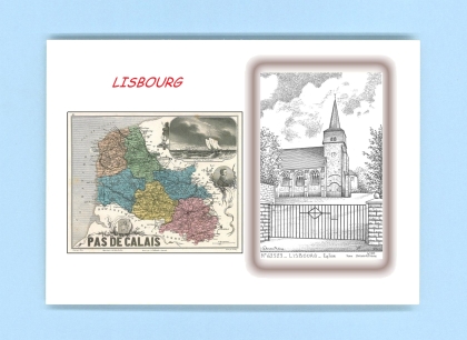 Cartes Postales impression Noir avec dpartement sur la ville de LISBOURG Titre : eglise