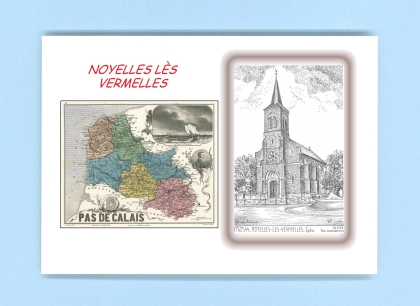 Cartes Postales impression Noir avec dpartement sur la ville de NOYELLES LES VERMELLES Titre : eglise