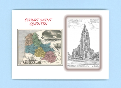 Cartes Postales impression Noir avec dpartement sur la ville de ECOURT ST QUENTIN Titre : eglise