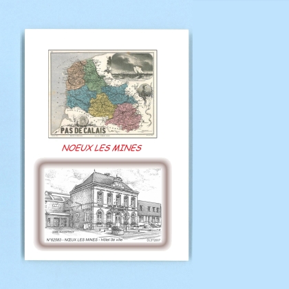 Cartes Postales impression Noir avec dpartement sur la ville de NOEUX LES MINES Titre : hotel de ville