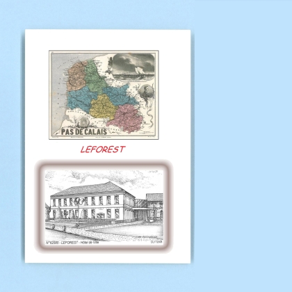 Cartes Postales impression Noir avec dpartement sur la ville de LEFOREST Titre : hotel de ville