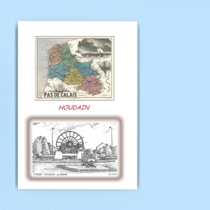 Cartes Postales impression Noir avec dpartement sur la ville de HOUDAIN Titre : la molette